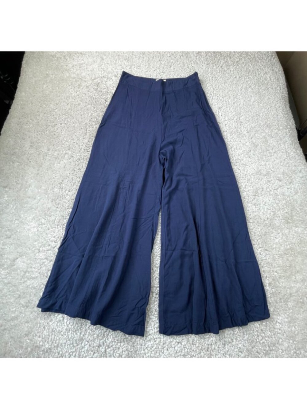 Anthropologie Maeve Canna Wide Leg Cropped Pant Navy Blue Womens 4 - Picture 8 of 11
